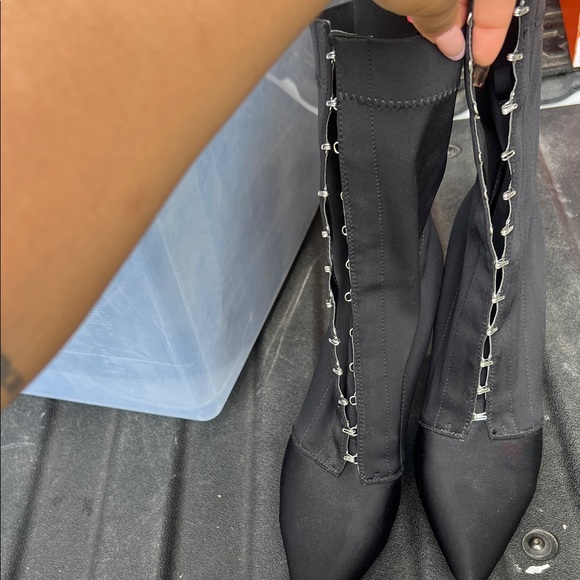 PrettyLittleThing Black Lace Up Boots - Picture 1 of 3